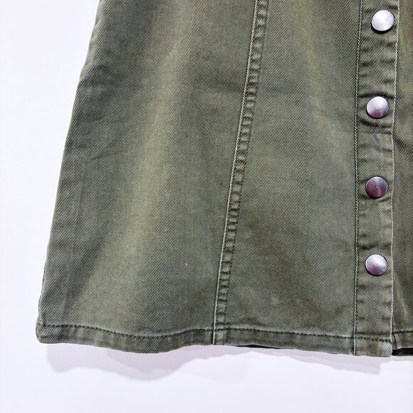 REBEL ROGUE Khaki Denim Mini Skirt Button Front | Medium * - Picture 4 of 6